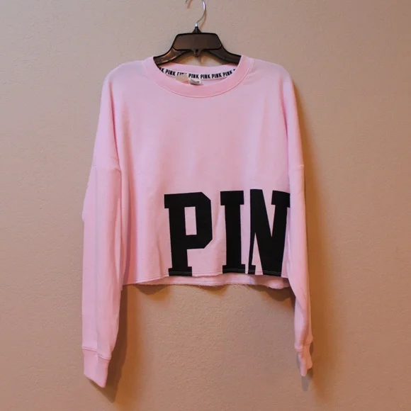 Victoria's Secret PINK Logo Sweatshirt Top Shirt Gray Leggings Pants Set - Picture 4 of 8